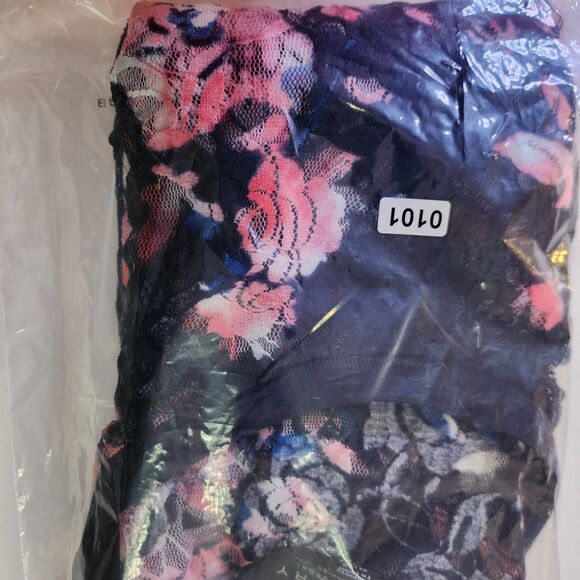 Laundry By Shelli Segal Blouse Womens Small Blue Floral Burnout Lace Overlay - Picture 9 of 9